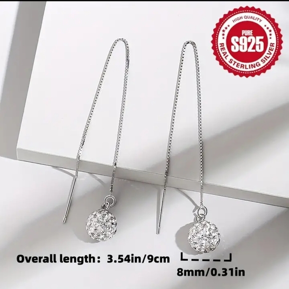 🎄925 Sterling Silver Threader Earrings - Picture 4 of 5